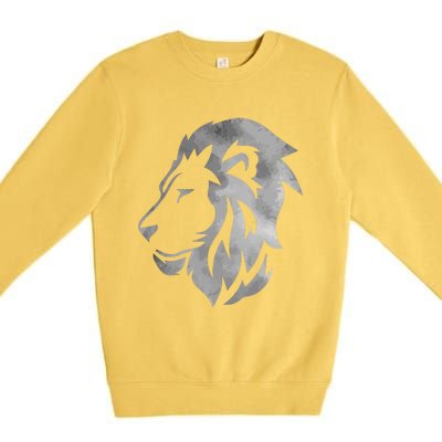 Lion Art Funny Felidae Large Cat Lover Outfit Women Gift Premium Crewneck Sweatshirt