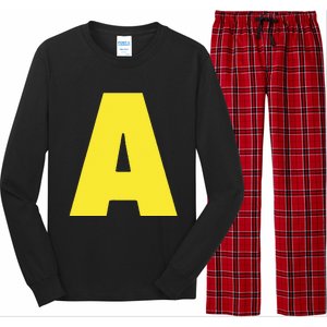 Letter A Funny Matching Halloween Costume Long Sleeve Pajama Set