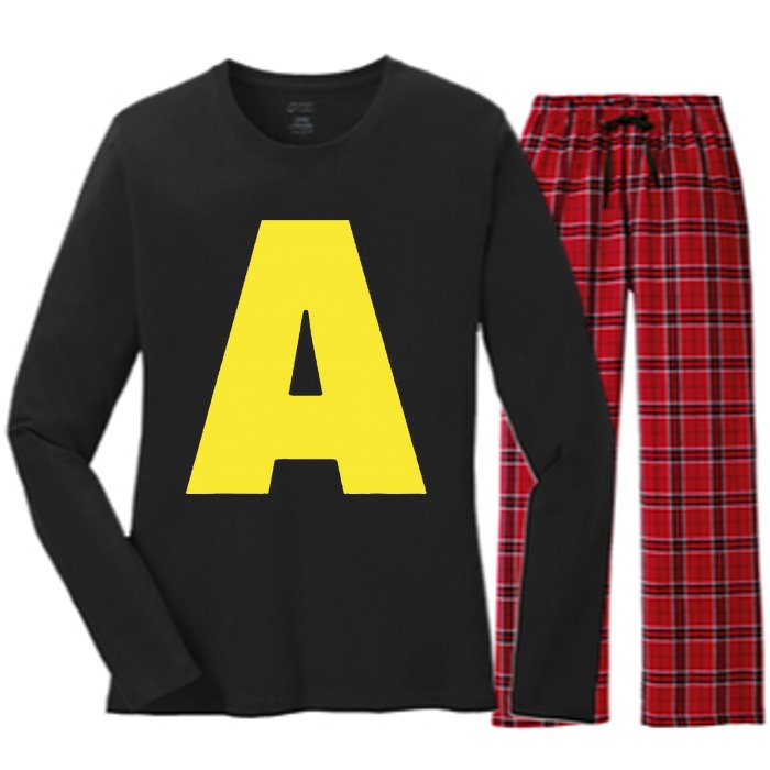 Letter A Funny Matching Halloween Costume Women's Long Sleeve Flannel Pajama Set 