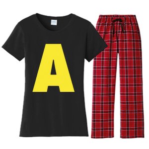 Letter A Funny Matching Halloween Costume Women's Flannel Pajama Set