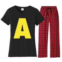 Letter A Funny Matching Halloween Costume Women's Flannel Pajama Set