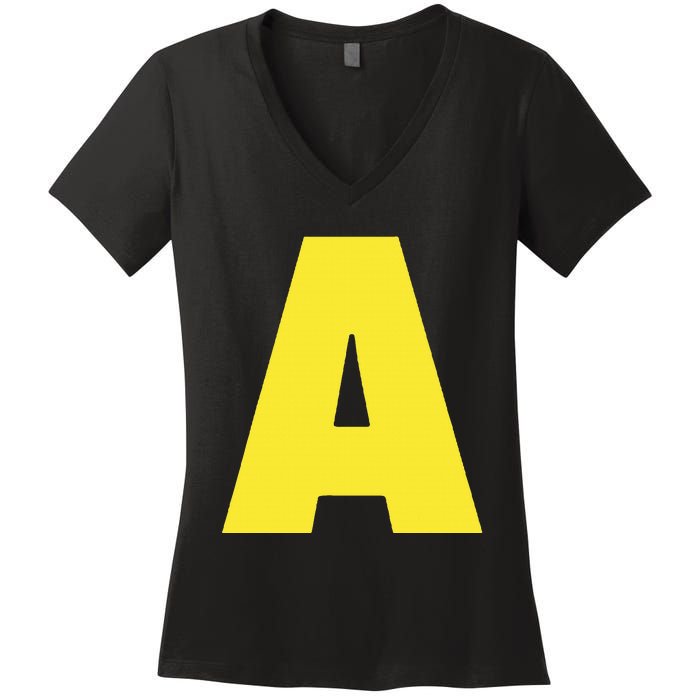 Letter A Funny Matching Halloween Costume Women's V-Neck T-Shirt