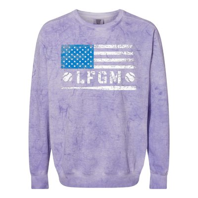 Lfgm American Flag Baseball Fan Colorblast Crewneck Sweatshirt