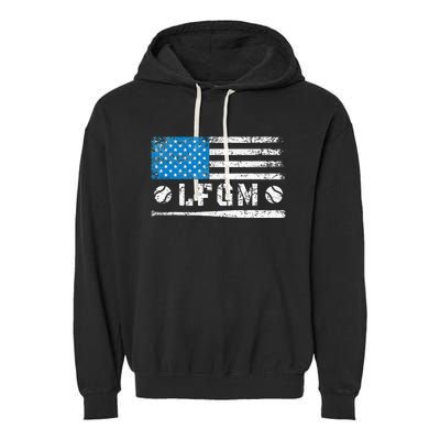 Lfgm American Flag Baseball Fan Garment-Dyed Fleece Hoodie