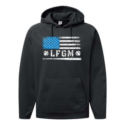 Lfgm American Flag Baseball Fan Performance Fleece Hoodie