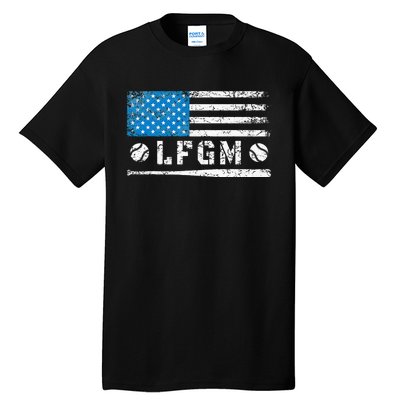 Lfgm American Flag Baseball Fan Tall T-Shirt