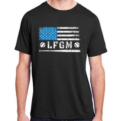 Lfgm American Flag Baseball Fan Adult ChromaSoft Performance T-Shirt