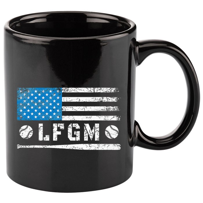 Lfgm American Flag Baseball Fan 11oz C Handle Ceramic Mug