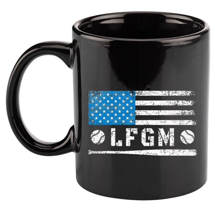 Lfgm American Flag Baseball Fan 11oz C Handle Ceramic Mug