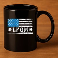 Lfgm American Flag Baseball Fan 11oz C Handle Ceramic Mug