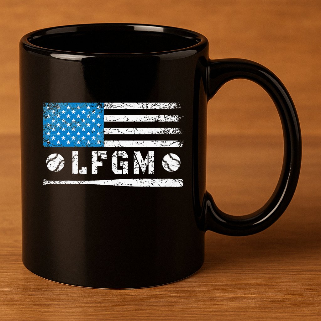 Lfgm American Flag Baseball Fan 11oz C Handle Ceramic Mug