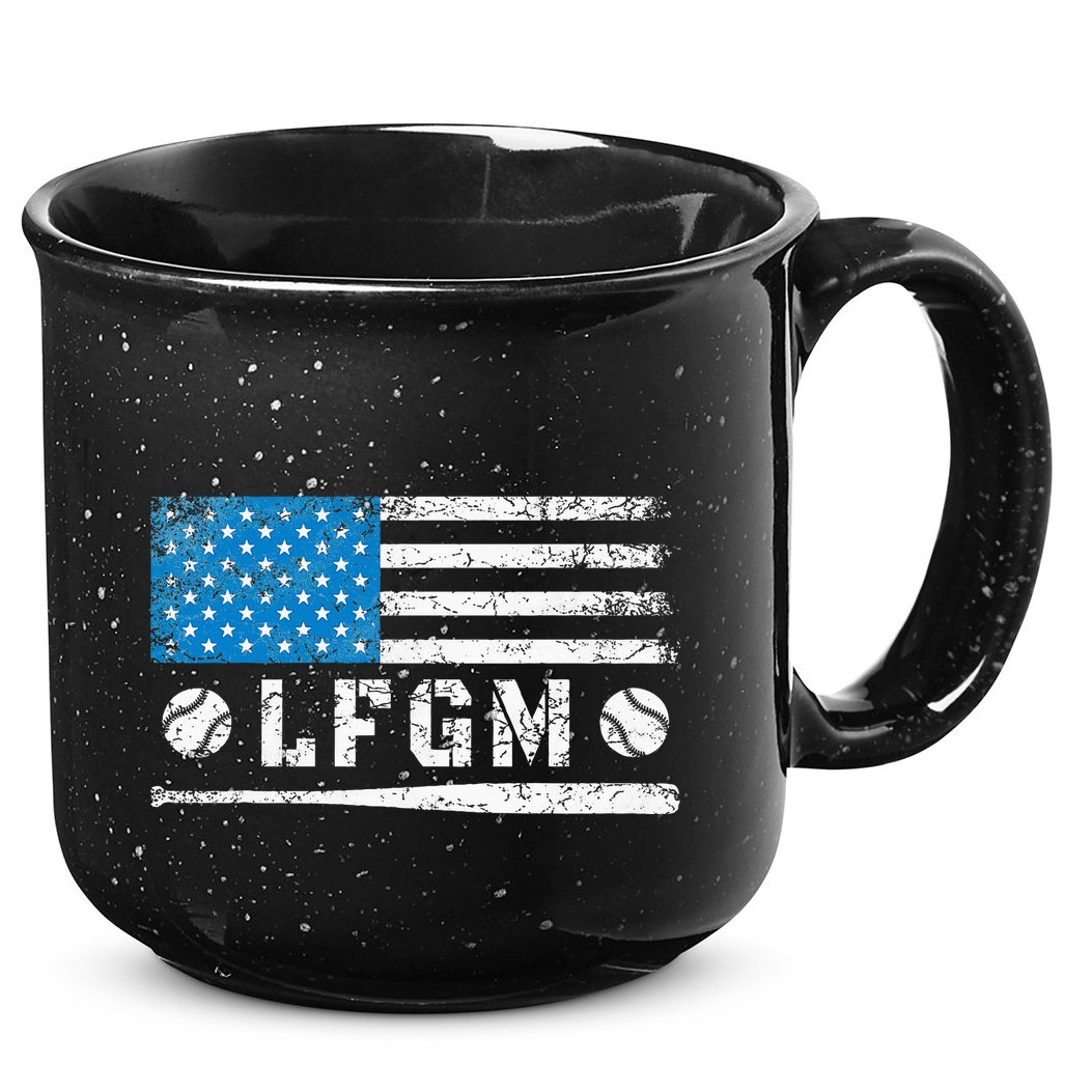 Lfgm American Flag Baseball Fan 15oz Campfire Ceramic Mug