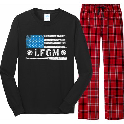 Lfgm American Flag Baseball Fan Long Sleeve Pajama Set