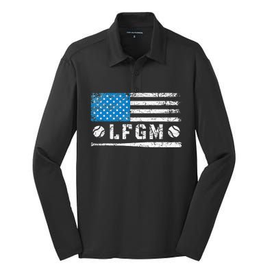 Lfgm American Flag Baseball Fan Silk Touch Performance Long Sleeve Polo