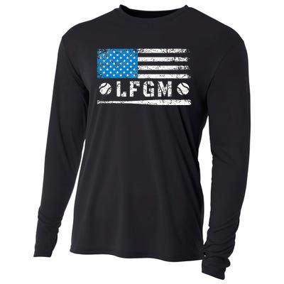 Lfgm American Flag Baseball Fan Cooling Performance Long Sleeve Crew