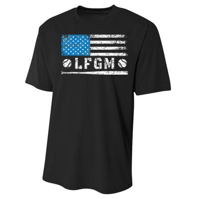 Lfgm American Flag Baseball Fan Performance Sprint T-Shirt