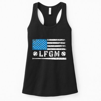 Lfgm American Flag Baseball Fan Womens Tank Top