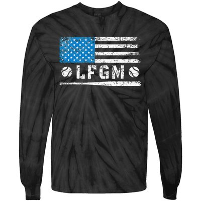 Lfgm American Flag Baseball Fan Tie-Dye Long Sleeve Shirt