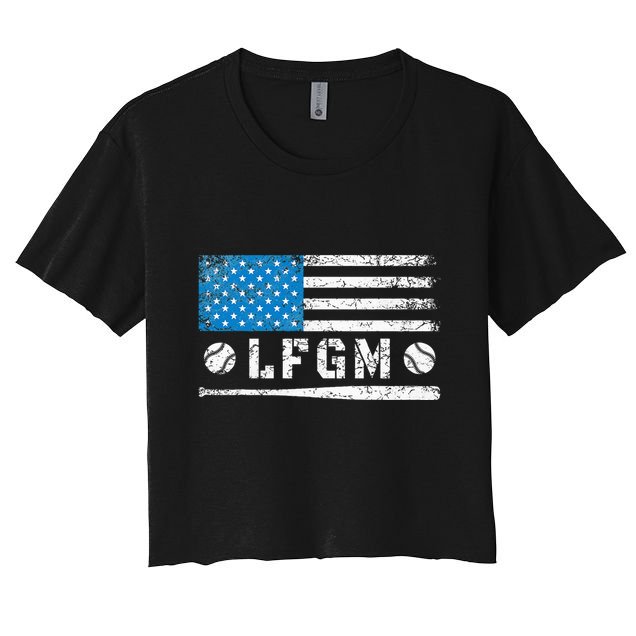 Lfgm American Flag Baseball Fan Crop Top
