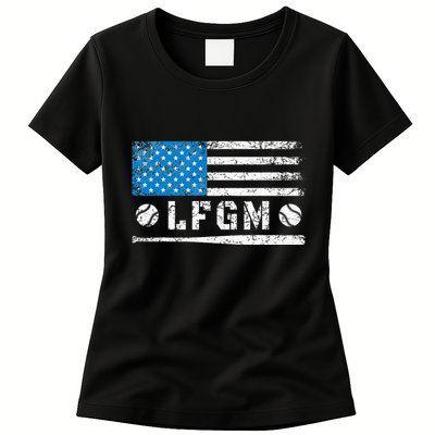 Lfgm American Flag Baseball Fan Womens T-Shirt