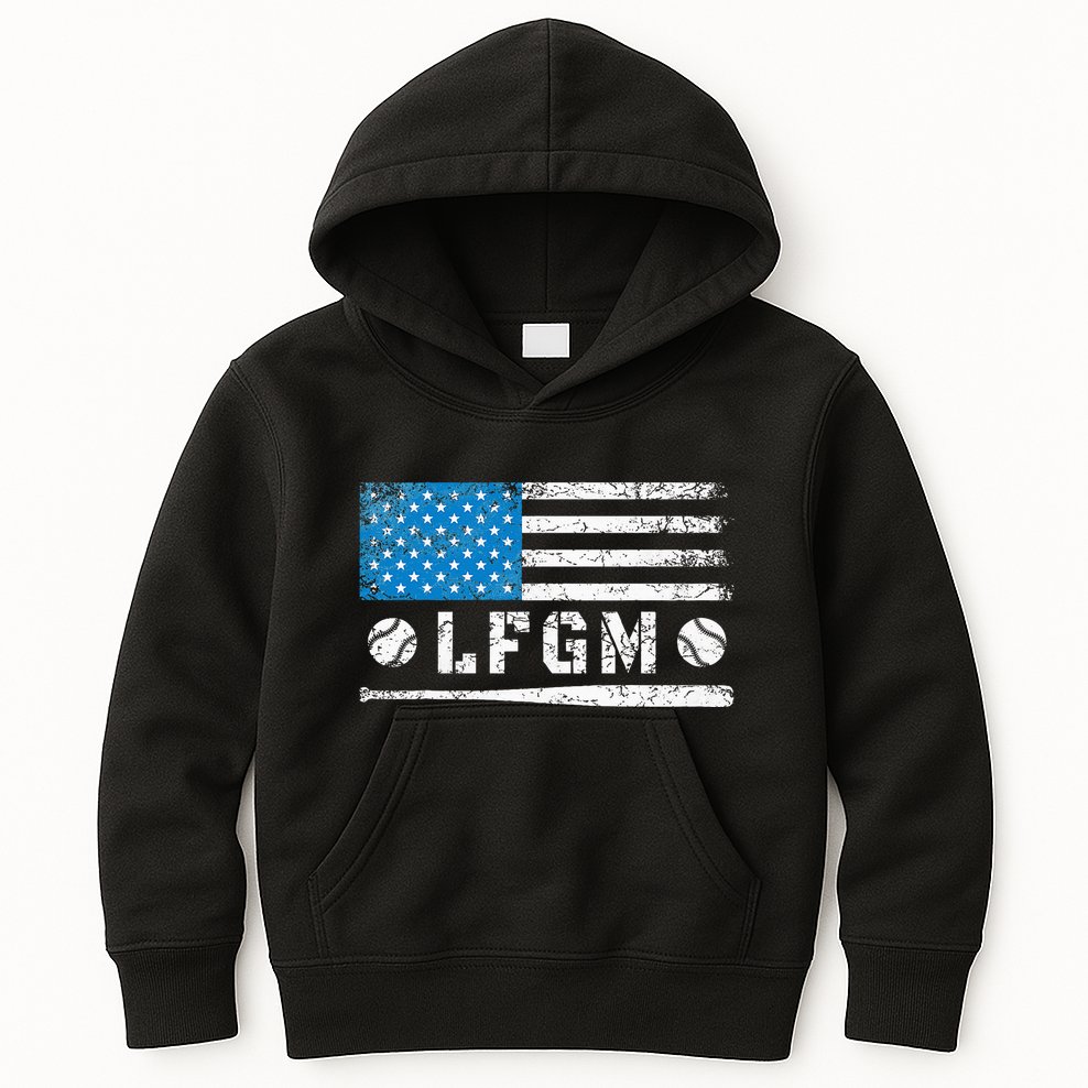 Lfgm American Flag Baseball Fan Kids Hoodie