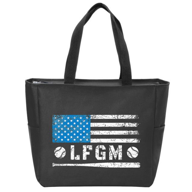 Lfgm American Flag Baseball Fan Zip Tote Bag