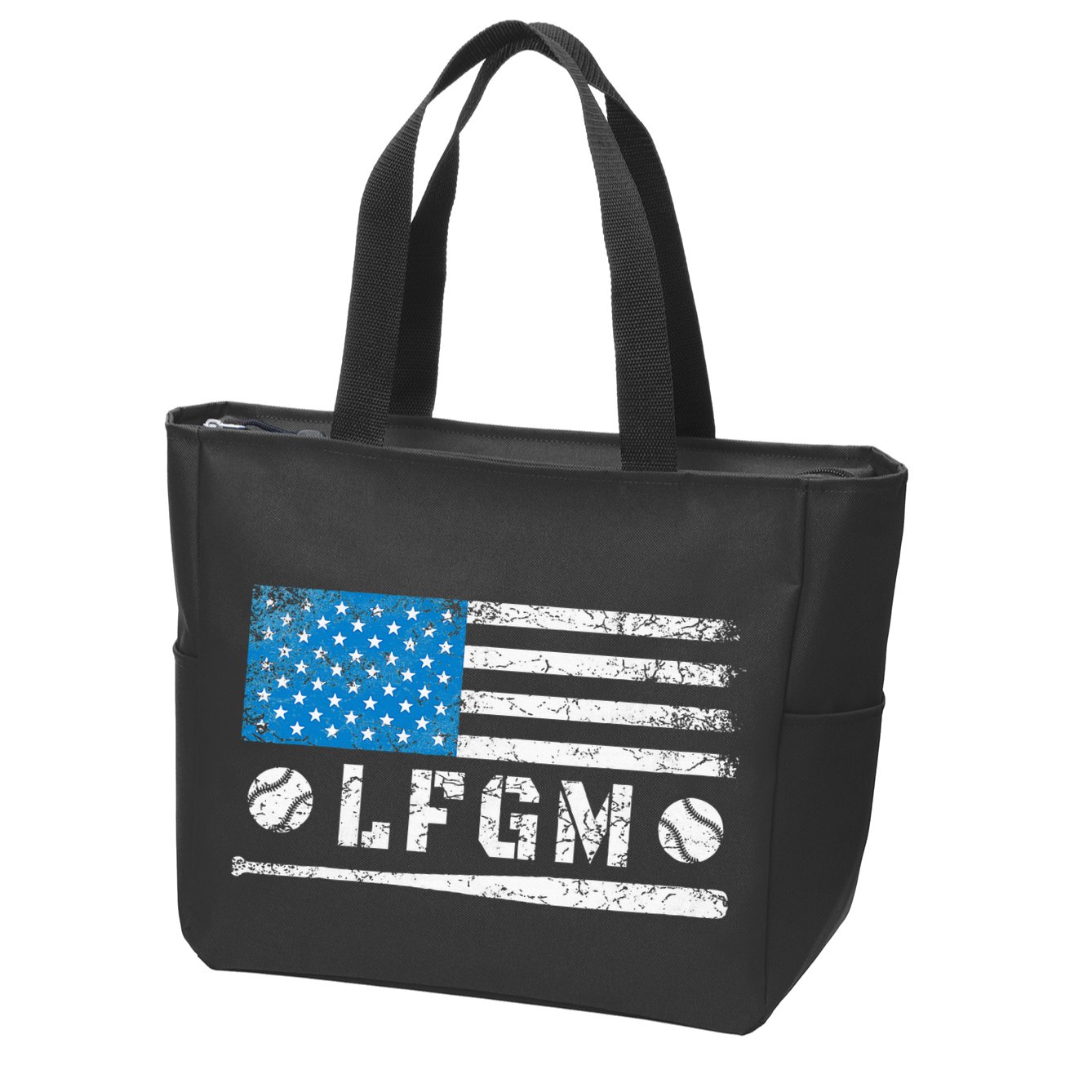 Lfgm American Flag Baseball Fan Zip Tote Bag