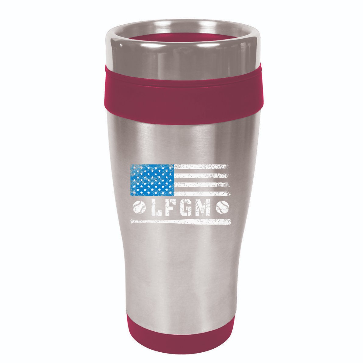 Lfgm American Flag Baseball Fan 16oz Travel Tumbler