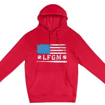 Lfgm American Flag Baseball Fan Premium Pullover Hoodie