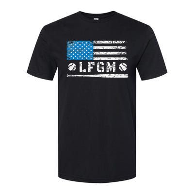 Lfgm American Flag Baseball Fan Softstyle CVC T-Shirt