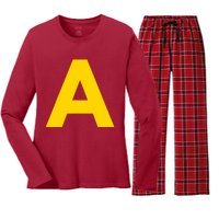 Letter A Funny Chipmunk Group Matching Halloween Costume 2024 Women's Long Sleeve Flannel Pajama Set 