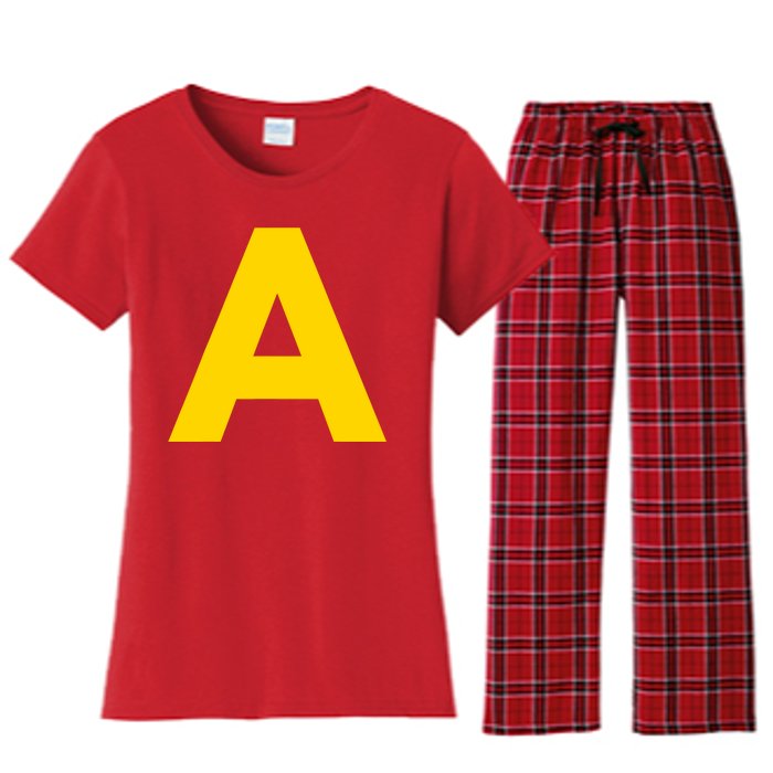 Letter A Funny Chipmunk Group Matching Halloween Costume 2024 Women's Flannel Pajama Set