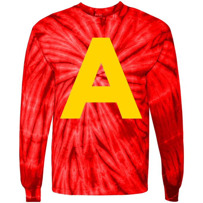 Letter A Funny Chipmunk Group Matching Halloween Costume 2024 Tie-Dye Long Sleeve Shirt