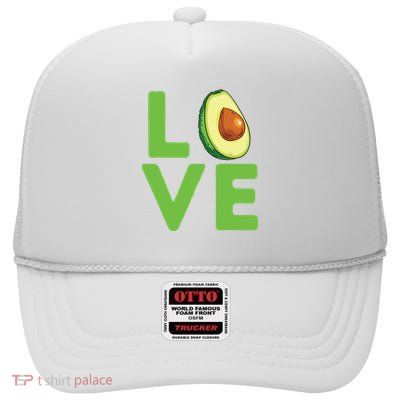 Love Avocado Gift High Crown Mesh Back Trucker Hat