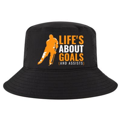 Life's About Goals Ice Hockey For Boys Ice Hockey Cool Comfort Performance Bucket Hat