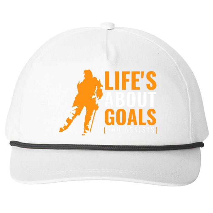 Life's About Goals Ice Hockey For Boys Ice Hockey Snapback Five-Panel Rope Hat