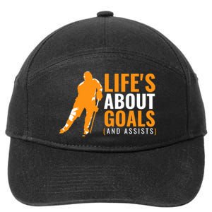 Life's About Goals Ice Hockey For Boys Ice Hockey 7-Panel Snapback Hat