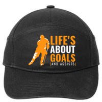 Life's About Goals Ice Hockey For Boys Ice Hockey 7-Panel Snapback Hat