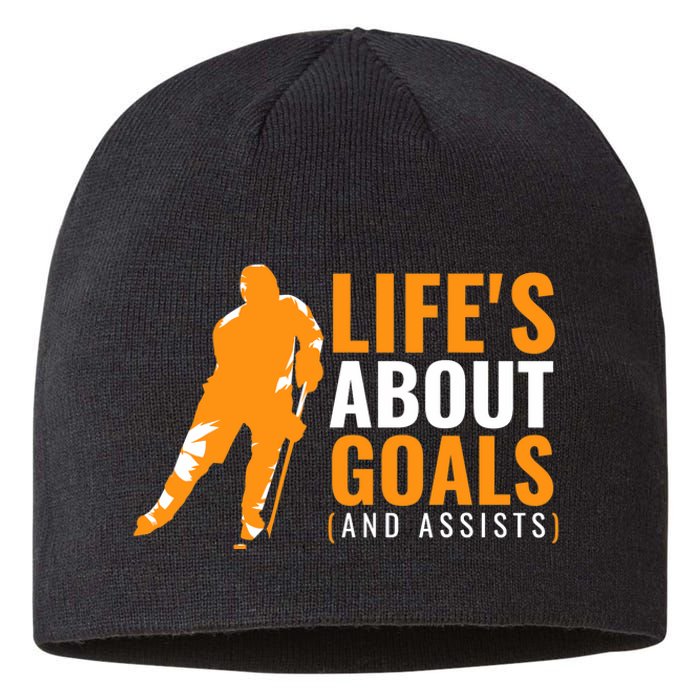 Life's About Goals Ice Hockey For Boys Ice Hockey Sustainable Beanie