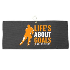 Life's About Goals Ice Hockey For Boys Ice Hockey Large Microfiber Waffle Golf Towel