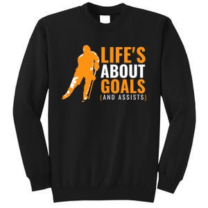 Life's About Goals Ice Hockey For Boys Ice Hockey Tall Sweatshirt