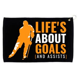 Life's About Goals Ice Hockey For Boys Ice Hockey Grommeted Golf Towel