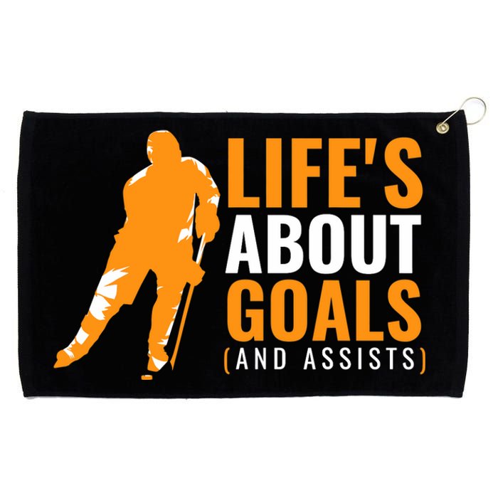 Life's About Goals Ice Hockey For Boys Ice Hockey Grommeted Golf Towel