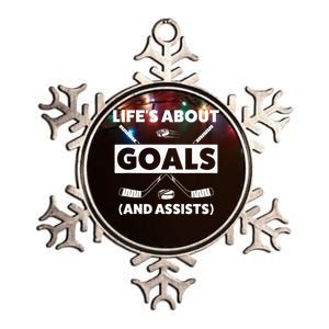 Lifes About Goals Assist Ice Hockey Sports Player Metallic Star Ornament