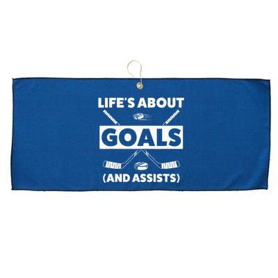 Lifes About Goals Assist Ice Hockey Sports Player Large Microfiber Waffle Golf Towel