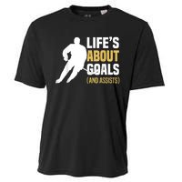 Lifes About Goals And Assists Ice Hockey Player Inspiring Cooling Performance Crew T-Shirt