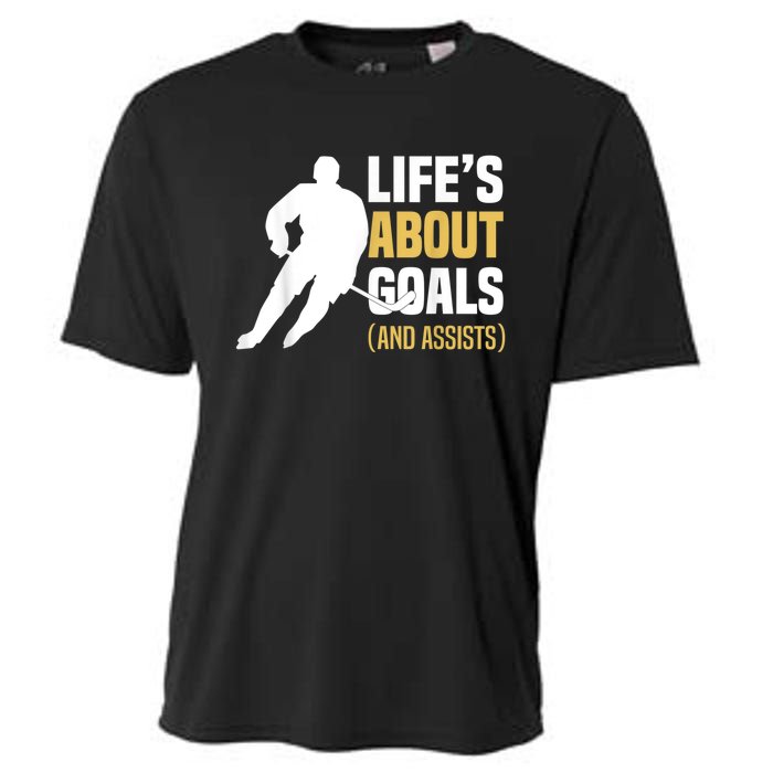 Lifes About Goals And Assists Ice Hockey Player Inspiring Cooling Performance Crew T-Shirt