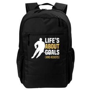 Lifes About Goals And Assists Ice Hockey Player Inspiring Daily Commute Backpack