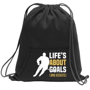 Lifes About Goals And Assists Ice Hockey Player Inspiring Sweatshirt Cinch Pack Bag