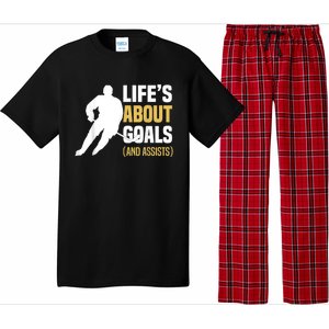 Lifes About Goals And Assists Ice Hockey Player Inspiring Pajama Set